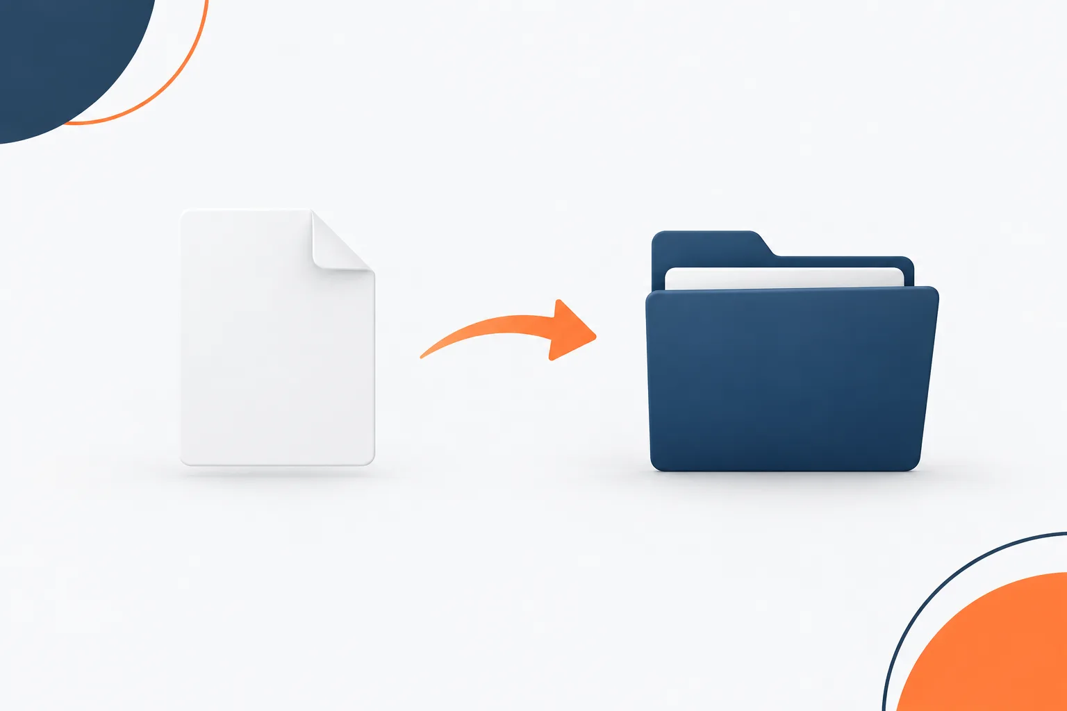 A blank document shape positioned beside a separate folder to represent restoring a file to another location.